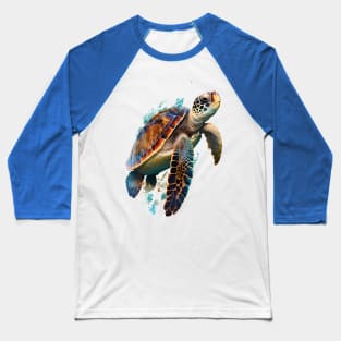 Ocean's Grace: Realistic Sea Turtle Baseball T-Shirt